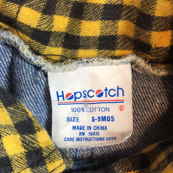 Hopscotch 80s Vintage Denim Jeans Plaid Collar Button One Piece - Picture 6 of 12
